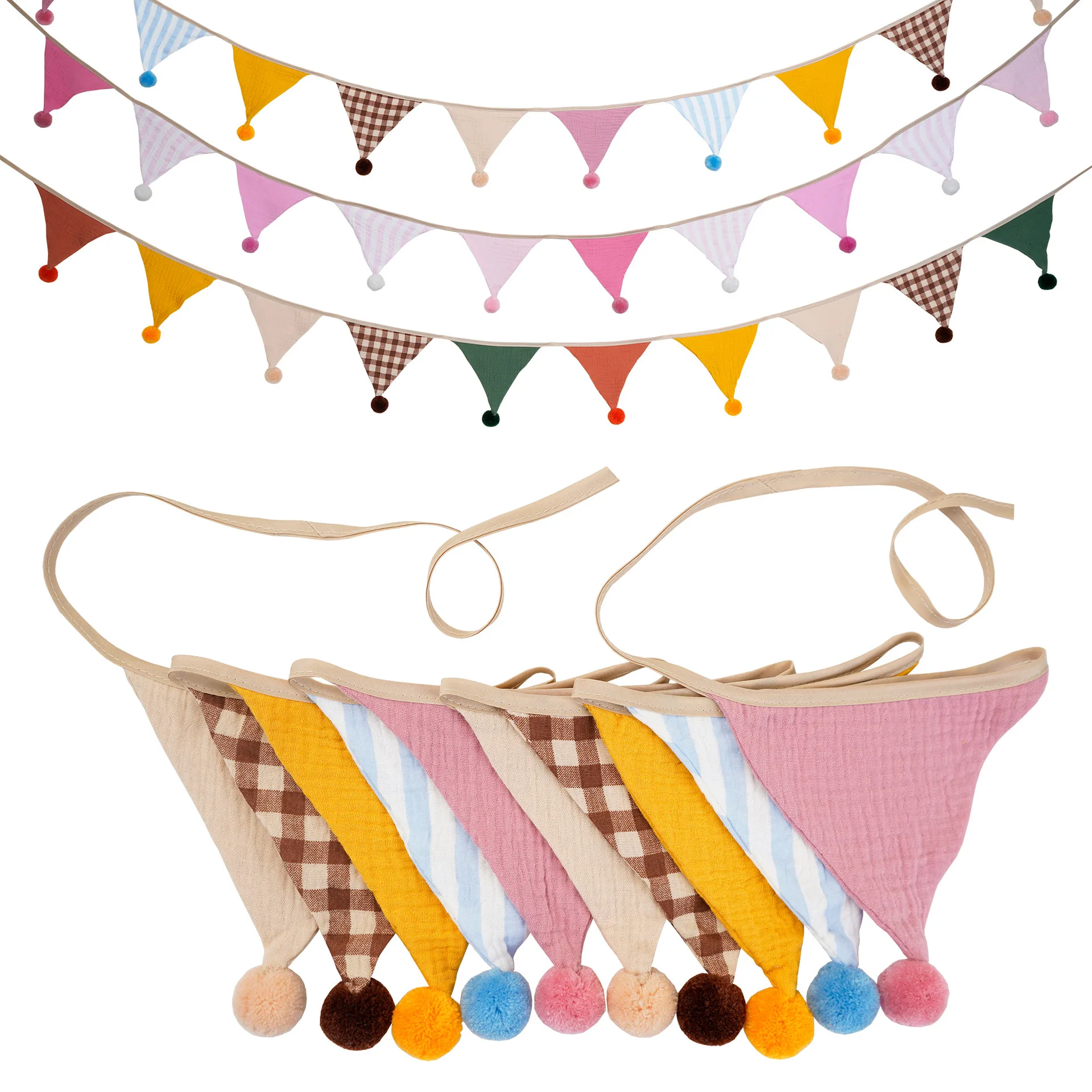 Baby Nursery Fabric - 1pc 2.6M/8.5FT Nursery Fabric Bunting 10