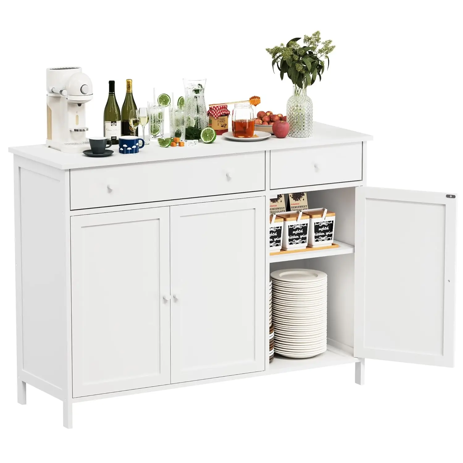 

Большой буфет-сервант 44 дюйма, кофейный столик, шкаф для хранения, регулируемые полки, бамбук, для кухни и столовой, на заказ