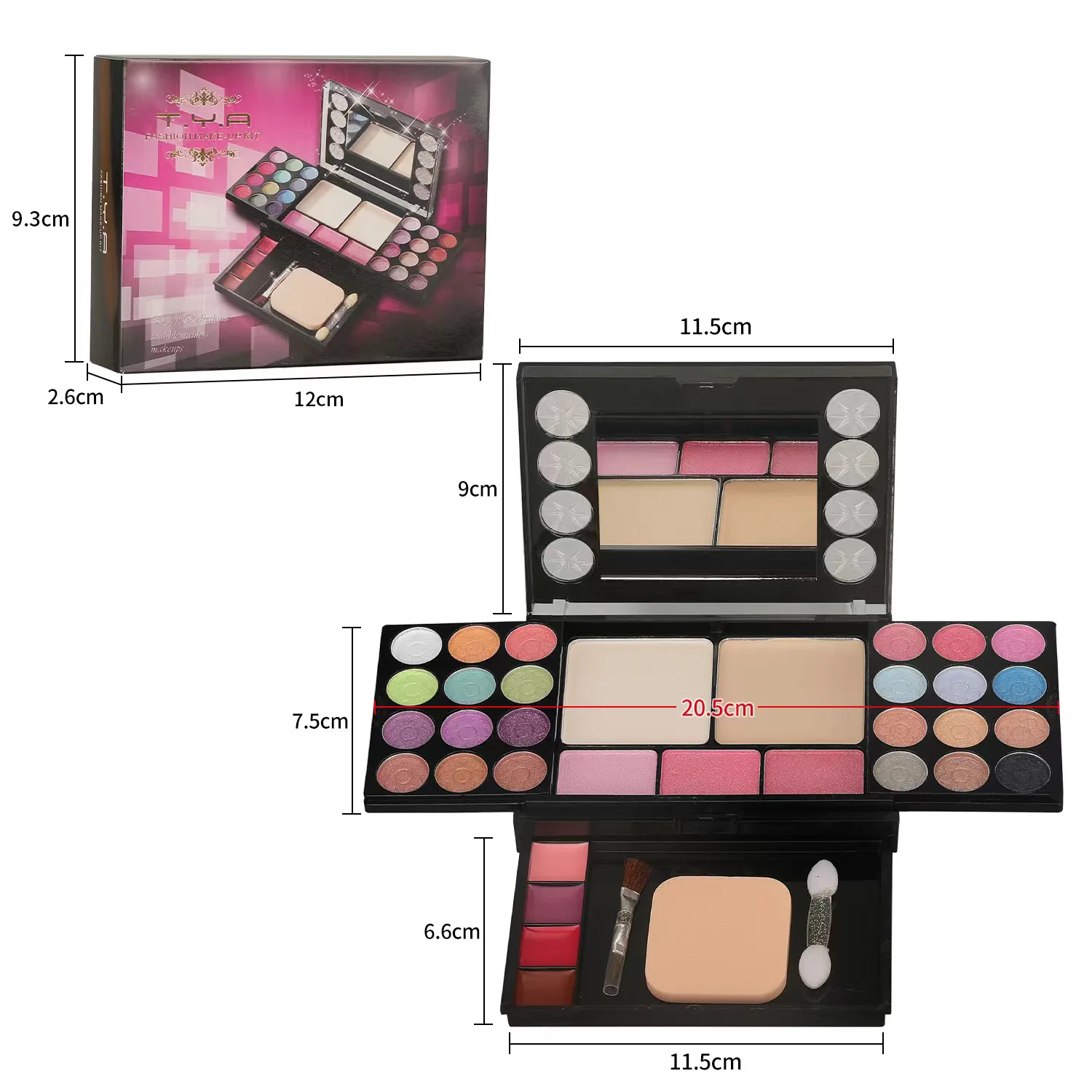 Make-up Geschenkset für Frauen Full Kit alles in einem 33 Farben Gesicht Puder Lidschatten Palette Lippenstift Make-up Pinsel Text marker Bronzer