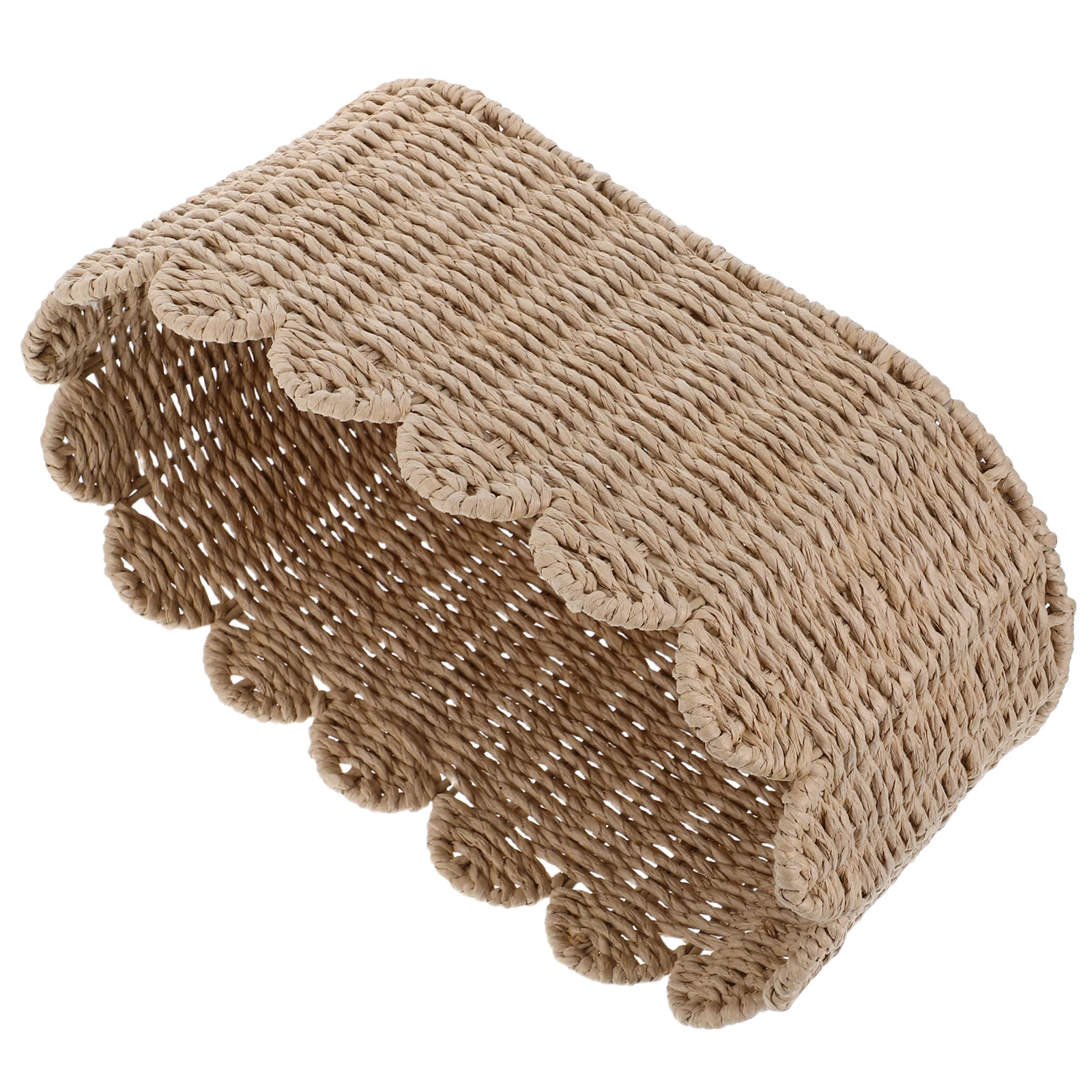 

Paper Rope Woven Storage Basket Fan Edge Multi Purpose Organizer Bathroom Toiletries Nursery Baby Essentials