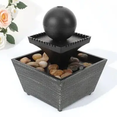 

Mini Desktop Fountain Resin Indoor Water Fountain Decor for Home Office Zen Relaxation Tabletop Flowing Water Feature