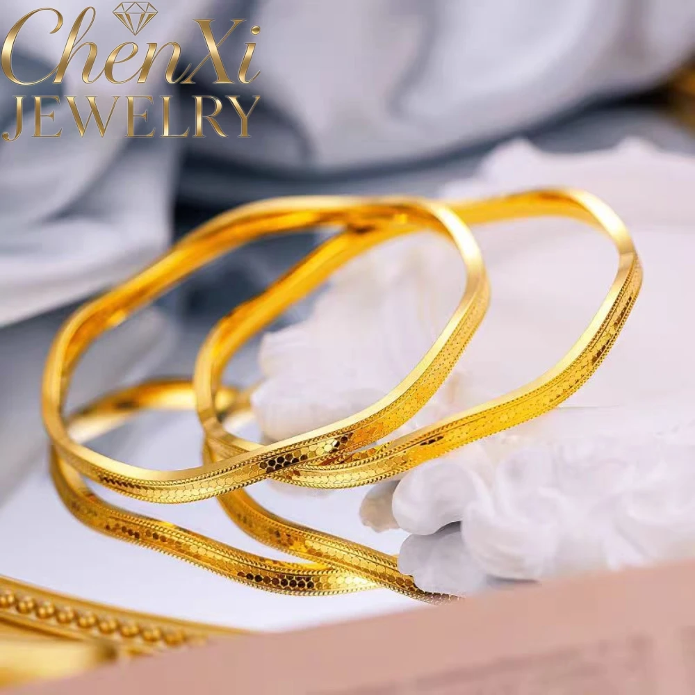 Wave Geometry Dragon Scale Bracelet with High-End Light Luxury Vietnamese Sand Gold Honeycomb Texture Dot Wristband Fine Jewelry
