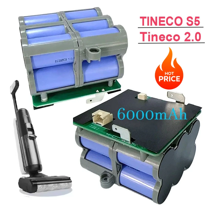 21.6V 6000mAh Replacement Battery For Tineco FLOOR ONE 2.0 S5 PRO 2 S5 Smart S5 Steam Floor Scrubber Accessories Parts