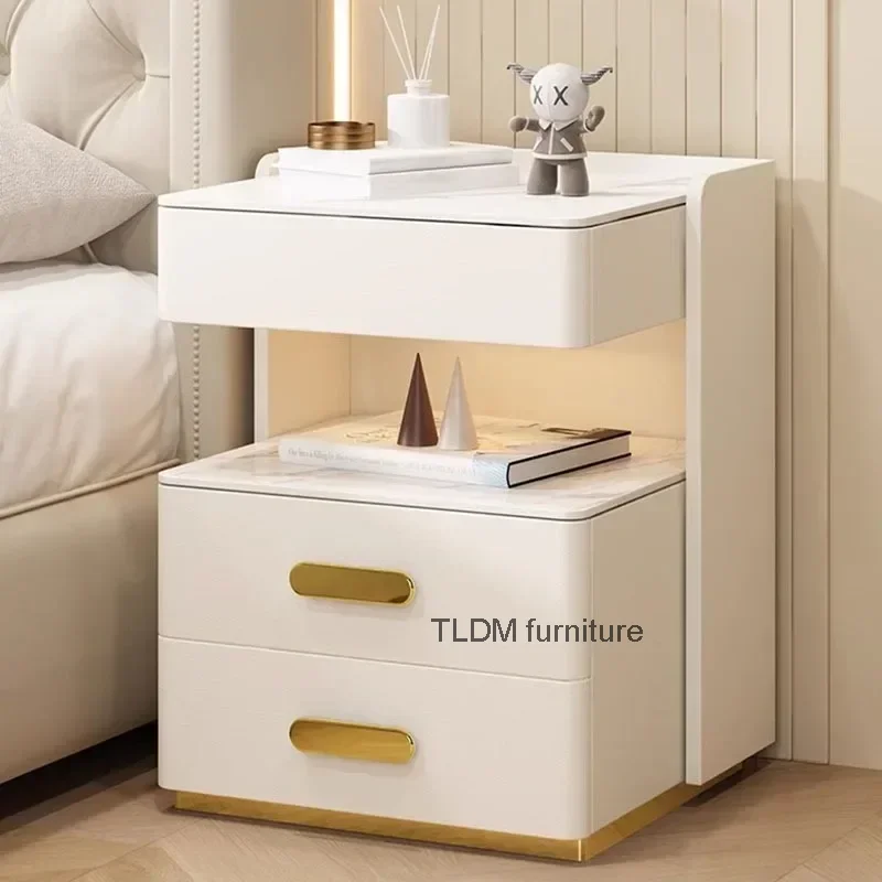 Luxury Storage Nightstands Indoor Fashion Wooden Designer Nordic Minimalist Night Stand Table Meubles De Chambre Furnitures