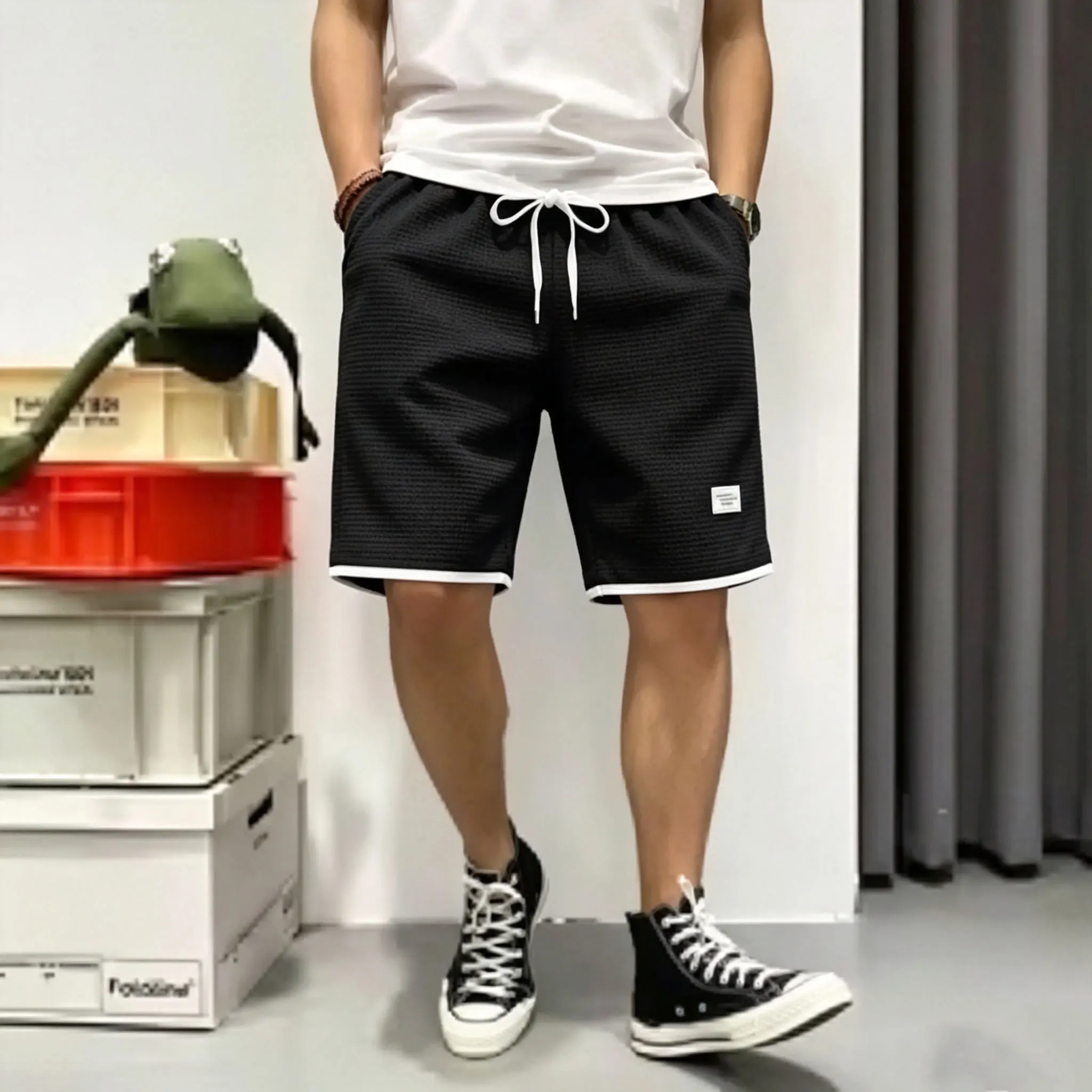 Men's Summer Shorts Short Pants Breathable Baggy Loose Basketball Shorts Casual Male Sweatpants Elastic Waist Sports Shorts