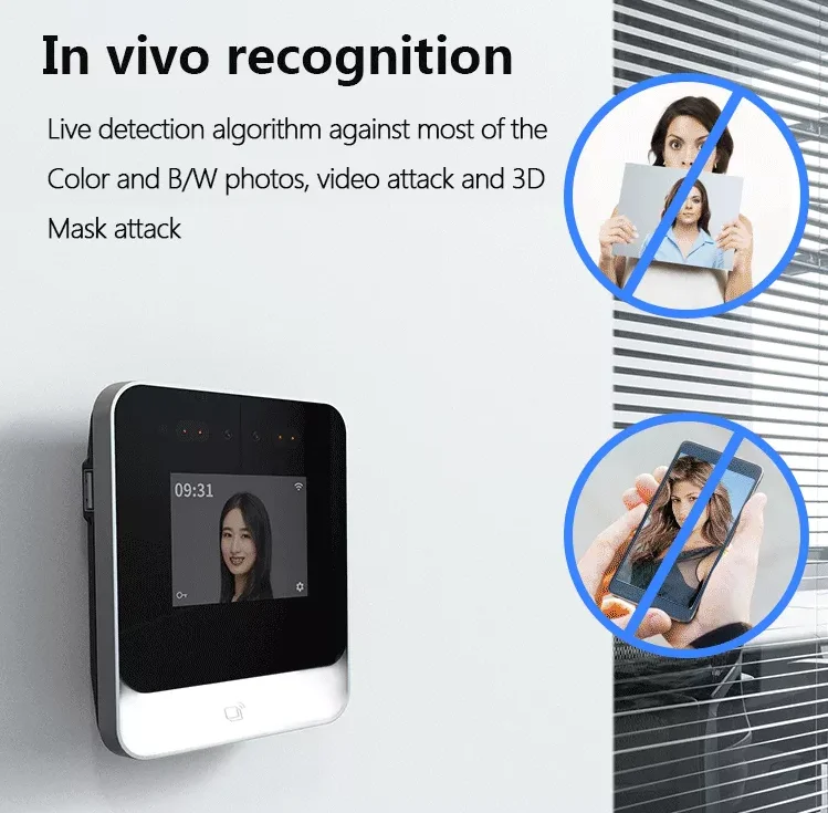 Face Recognition Access Control com RFID e MF Reader, Cheap Touch Screen Server, 8 in, Cheap, Face Time Attication, Servidor