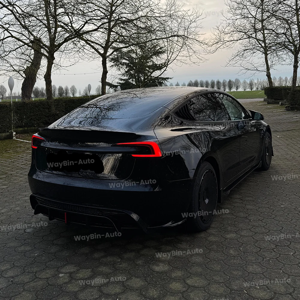 لطراز تسلا 3 هايلاند 2024-2025 طقم الجسم BAKT: شفة ممتصة للصدمات الأمامية الهوائية + مجموعة سبويلر من ألياف الكربون ملحقات الضبط #4