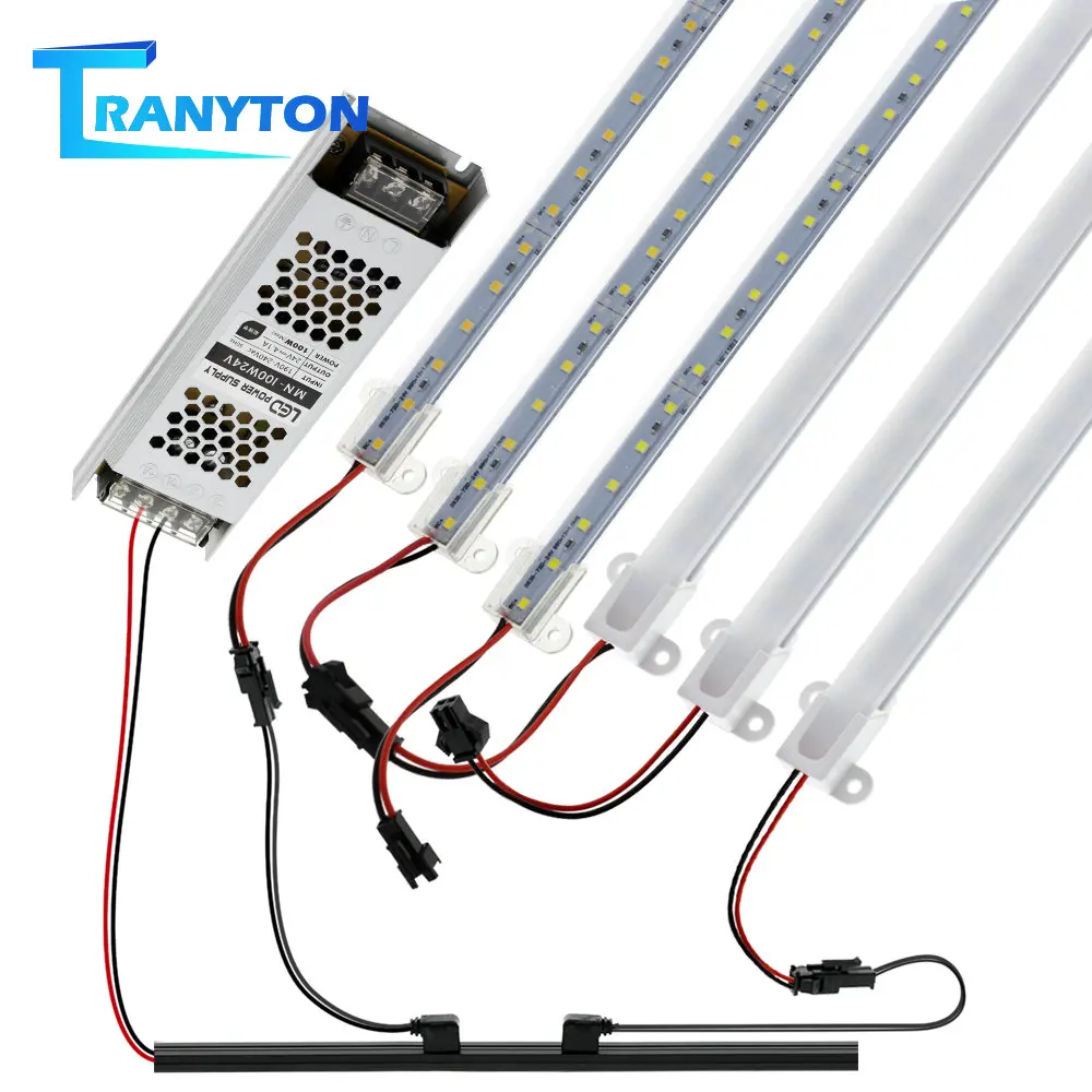 24V LED Bar Light 7W 50cm tubi trasparenti/lattiginosi 3000K 4000K 6000K lampada per libreria scaffale merci armadio con alimentatore