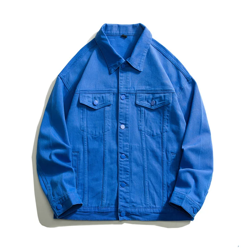 Men's Green & White Denim Jacket Baggy Casual Trend Street Hip Hop Oversized Jean Coat Blue White Green Black 4XL