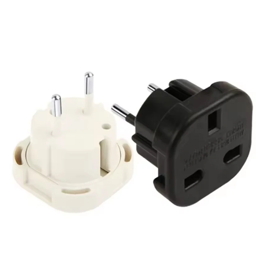 1pcs EU Plug Adapter 16A 10A UK to EU Travel Adapter Converter 2 Round Socket Universal Euro To UK AC Wall Socket Plug 4.0mm
