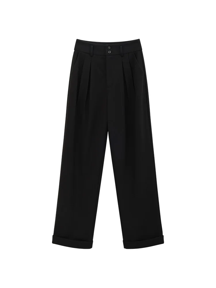 أنيقة الدافئة سميكة عالية الخصر الصوف السراويل الشتاء فضفاض مستقيم بنطلون عادية طويلة واسعة الساق لينة يندبروف الحرارية مكتب النساء