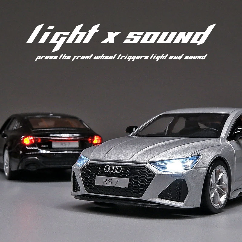1/35 RS7 Diecast Car Models Toys Alloy Material Pull Back Scale Vehicles Models with Sound Kids Birthday Gifts Toys for Boys