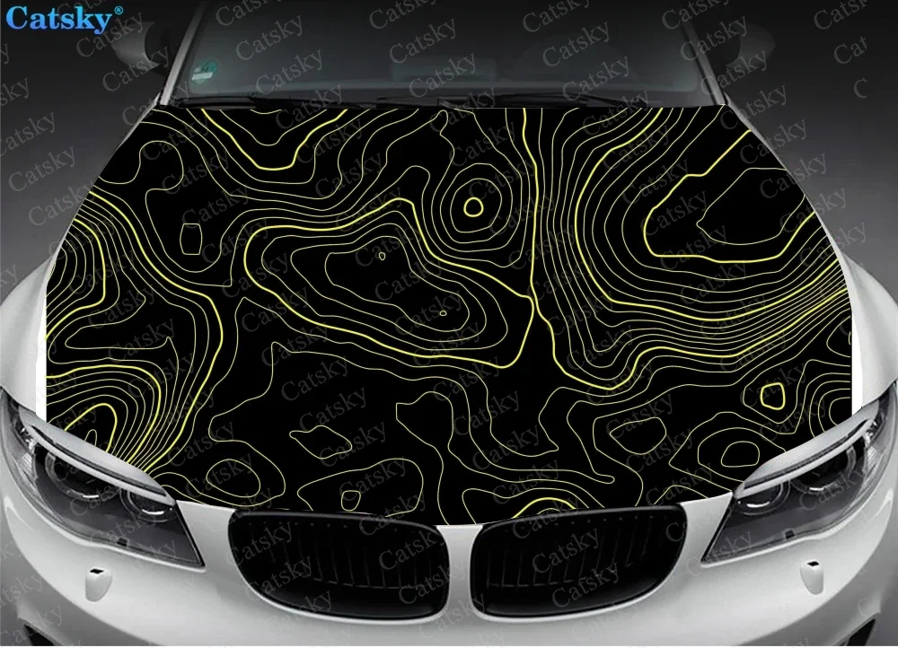 Customizable Topographic car  Stickers Engine Hood Decals Decoration Auto Parts Side Graphics Decals Stickers Custom Patterns