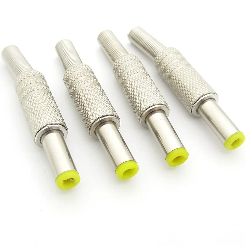 5 Pcs 5.5x2.1x2.5mm DC Power Jack Male Plug Metal Connector Adapter with Yellow Head