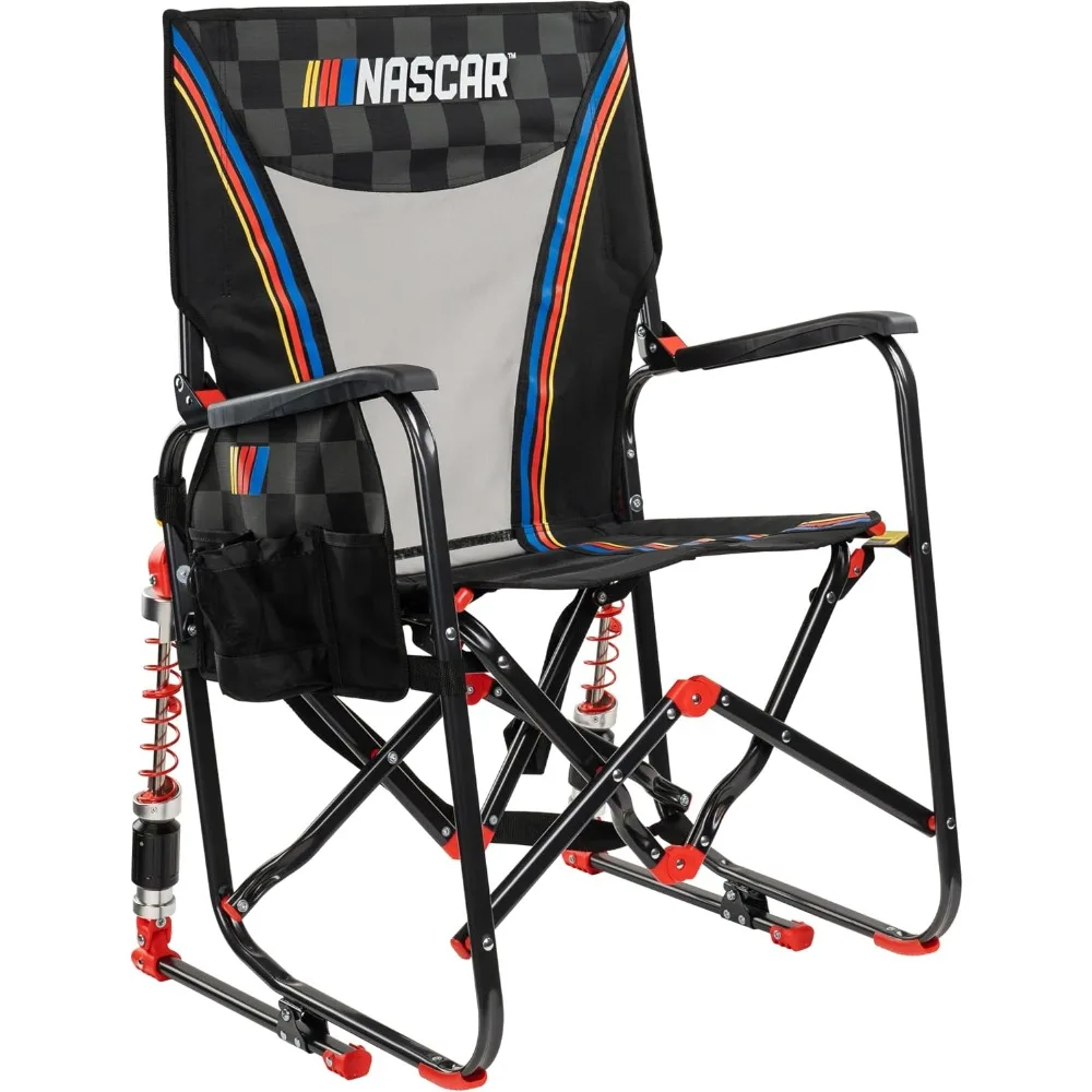 Adjustable Rocker Camping Chair | Portable Folding Rocking Seat with Armrests, Shocks, and Drink Holder