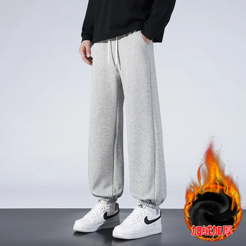 

Высококачественные модные брюки из ткани, удобные теплые спортивные штаны на флисовой подкладке, свободные универсальные простые мужские брюки для бега