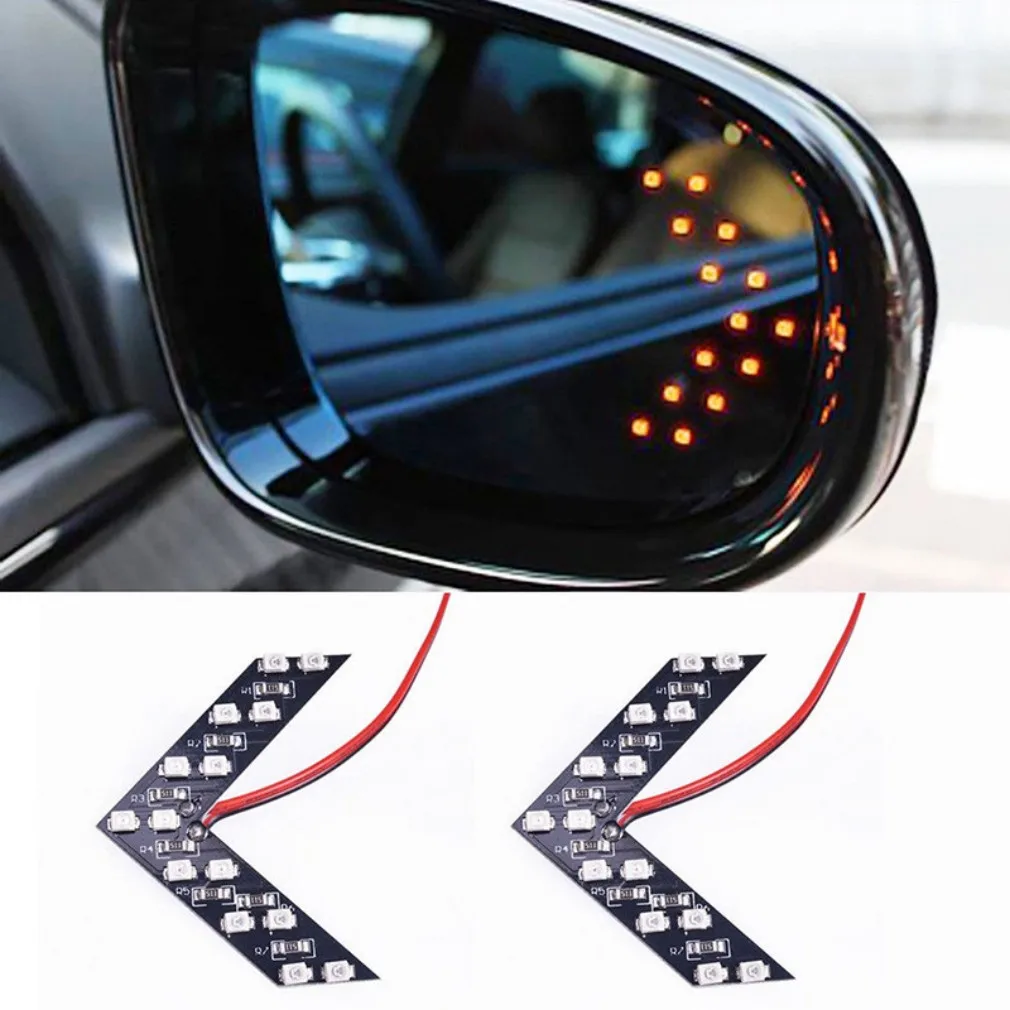 

1/2x Car LED rear view mirror arrow panel light Mirror Indicator Turn Signal Bulb Car LED Rearview mirror light Styling Orange