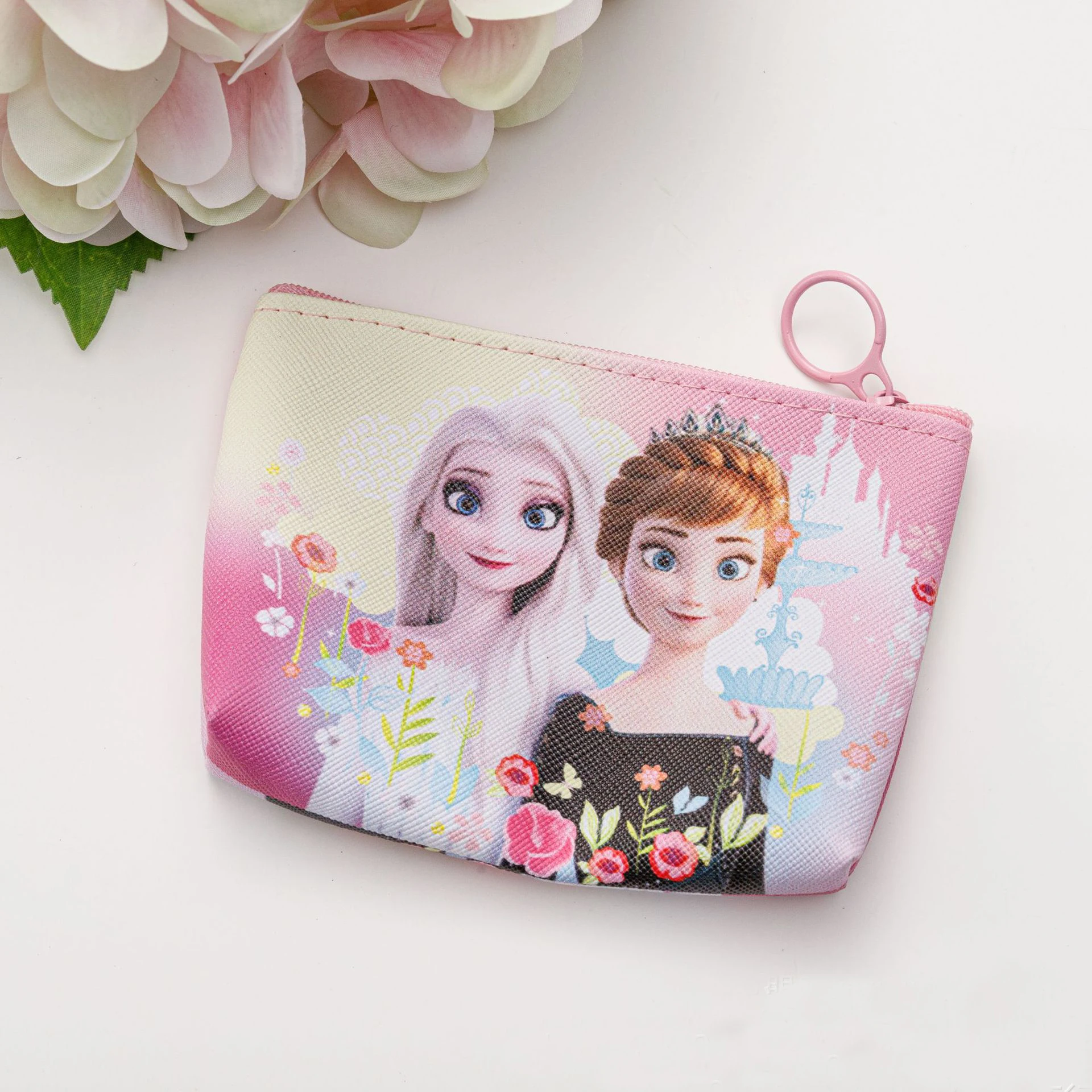 Disney-monedero de Frozen para niños y niñas, monedero de Mickey y Minnie, monedero de Elsa y Anna con cremallera, Mini billetera, bolsa de almacenamiento, regalo