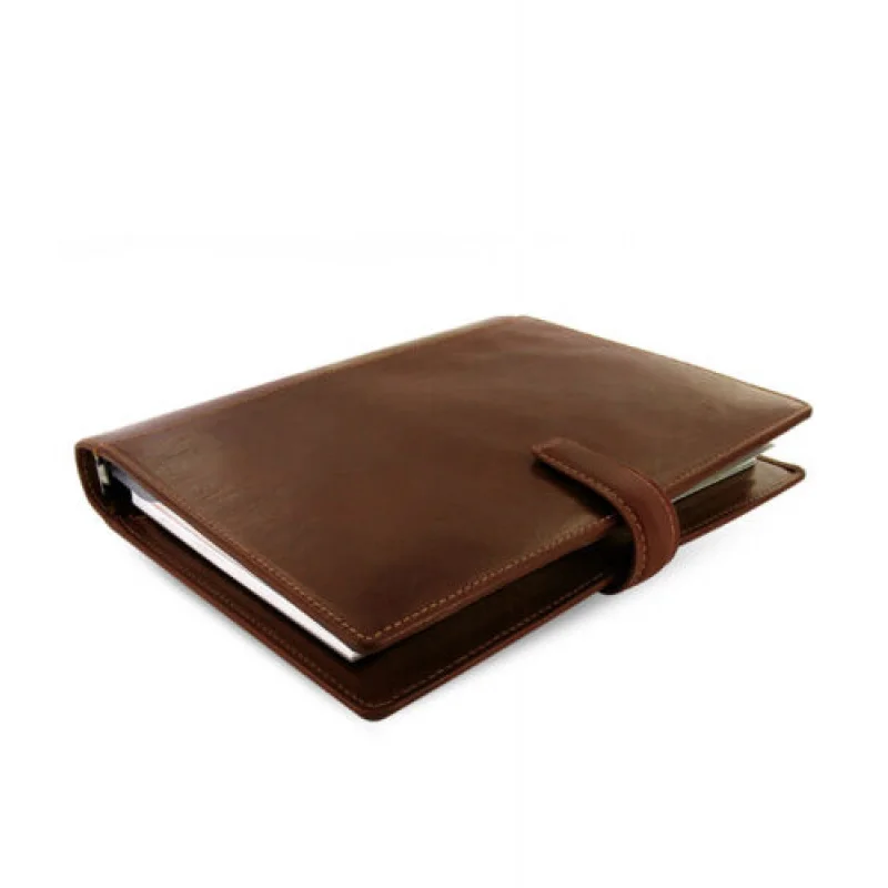 A + Filofax Tamanho A5 Lockwood Organizador Planejador Diário Couro Conhaque - Presente 021688 # B