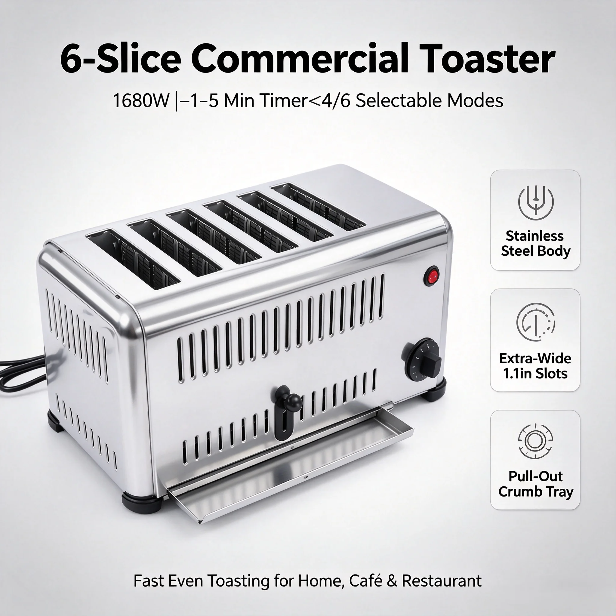 Toaster 4 Slice - محمصة خبز تجارية بقوة 1680 واط