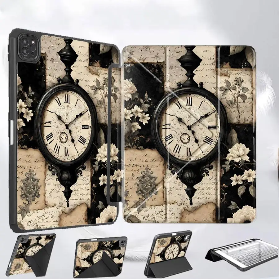 

Classic Clock Holder Cover Tablet Case For iPad Pro 2025 Pro 11th 10th 9th 8th 7th 12.9inch Mini 6 7 Air 4 5 M3 M2 M4 11inch