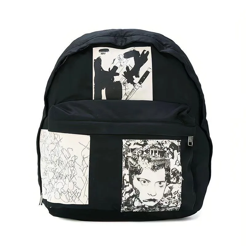 Fashion Punk Art Backpack High Fashion Streetwear Gothic Teenage School Bag Lightweight Durable Student Lazy Travel Backpack
