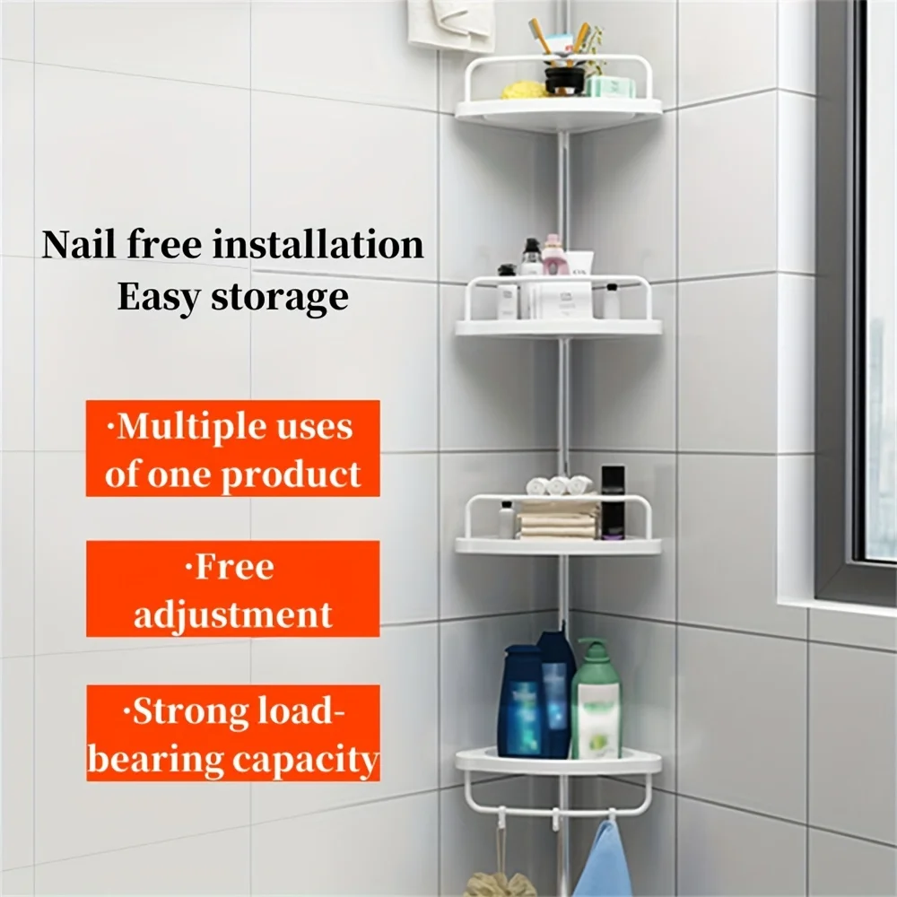 

1 Piece Bathroom Multi-Layer Bathroom Rack Free Height Stainless Steel Adjustable Steel Tripod Floor Storage