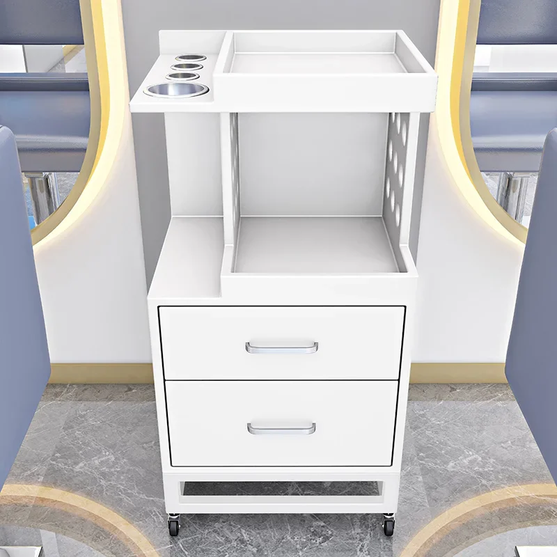 مانيكير الفاخرة الحديثة صالون عربة نمط تخزين الجمال عربة الحلاق وظيفية Carrello Parrucchiere صالون الأثاث #2