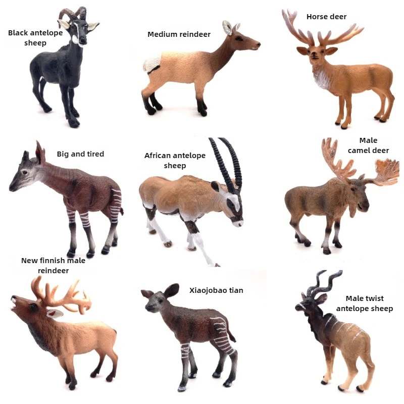 דגמי פרוות וצבי ריאליסטיים, צעצועים מוצקים לילדים, פיגורות חיות פראיות לעיצוב הבית