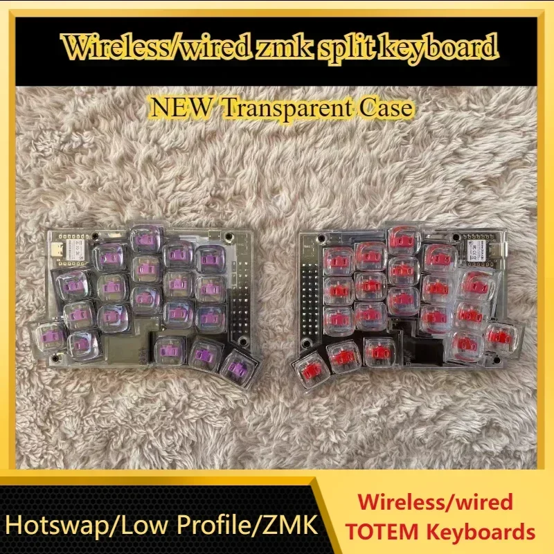 TOTEM Low Profile Split Keyboards Custom Hot Plug Kailh Switch ZMK Dual Mode Wireless/wired Split Mechanical Keyboard Ergonomics