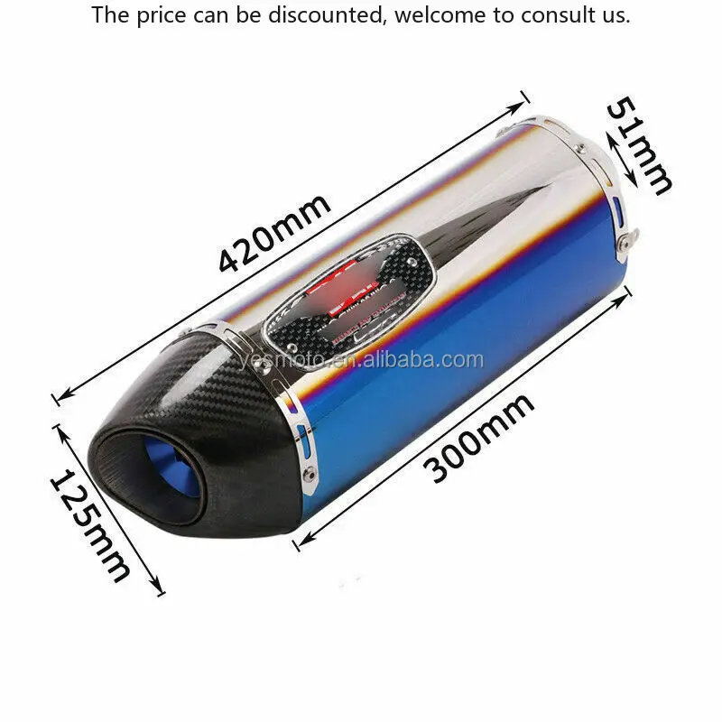 

38-51mm Scooter Steel Exhaust Pipe Muffler Tube Blue For Kawasaki BMW G 310 GS