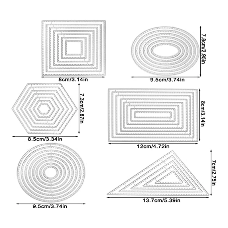 

scrapbooking tools 6 Pieces Cutting Die Stencils Metal Set,Different Shape Die Cut Polygon Embossing