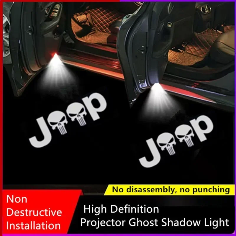 

Badge For JEEP Logo Projector Light 2pcs Shadow Light LED Door Lamp For jeep Renegade pass Patriot Grand Cherokee Wrangler