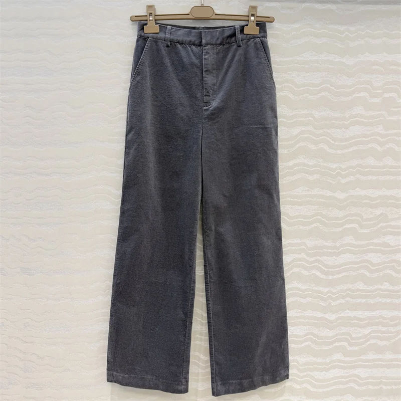 women's pants New high waisted slim fit straight leg pants for autumn 2026 Corduroy women's suit pants Cotton blend casual pants
