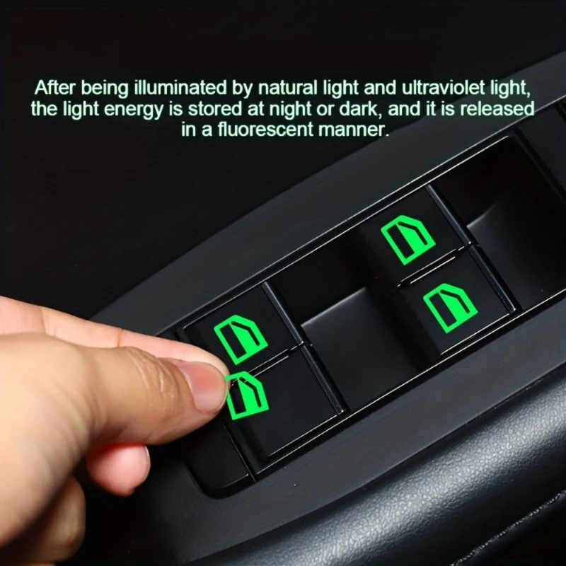 72Pcs Car Window Button Luminous Sticker Lifter Switch Night Fluorescent Decals Cars Interior Stickers Auto Accessories
