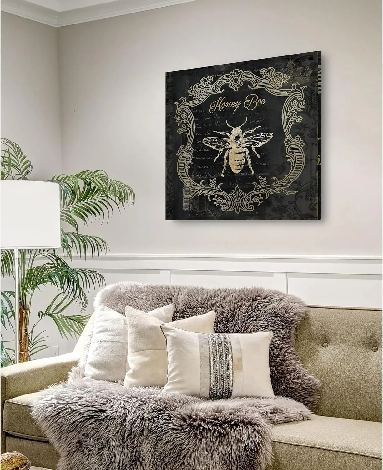 

Royal Honey Bee II -Gallery Wrapped Canvas - Yellow, Blue, Green, red, Black, White 24X24