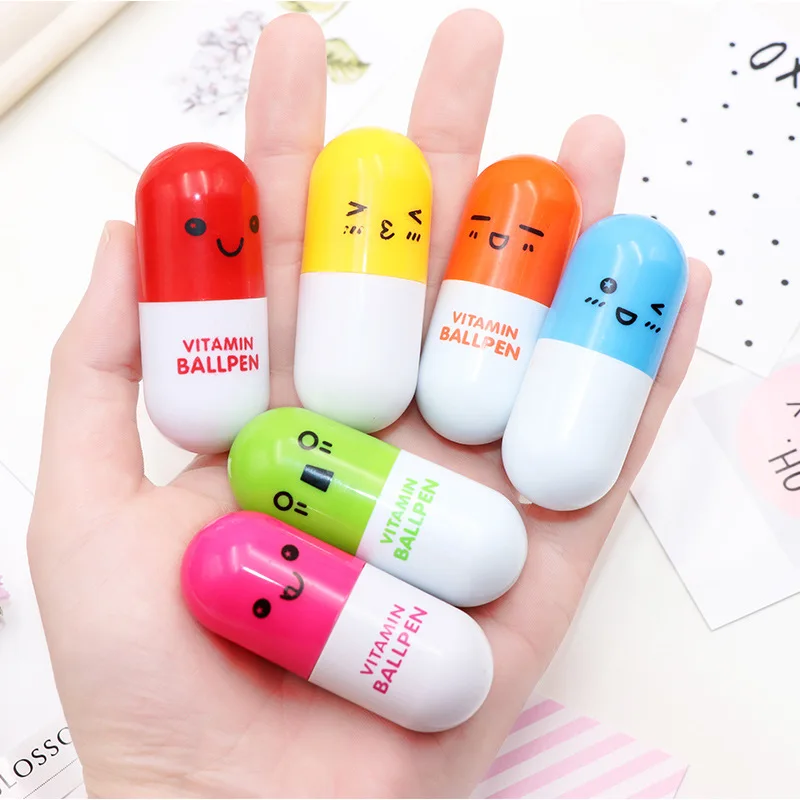 10Pcs Cute Expression Capsule Retractable Ballpoint Pen Treat Kids Birthday Party Favors Wedding Bridesmaid Guest Gift Pinata