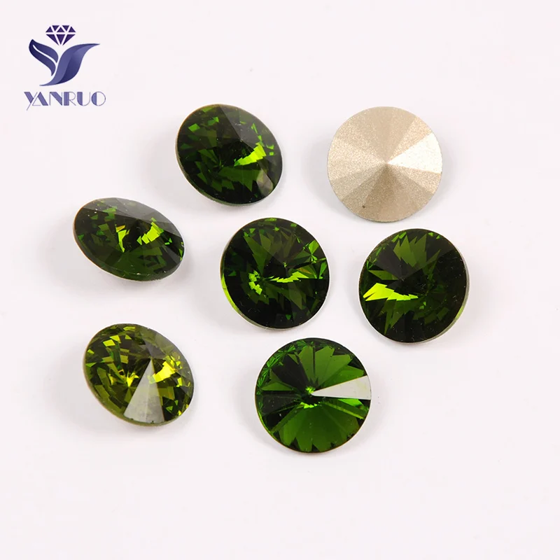 

YANRUO 1122 Rivoli Olivine Пришивные круглые камни K9 Хрустальная установка Рукоделие Шитье Кристалл Сделай Сам Точка Назад Для свадебной одежды