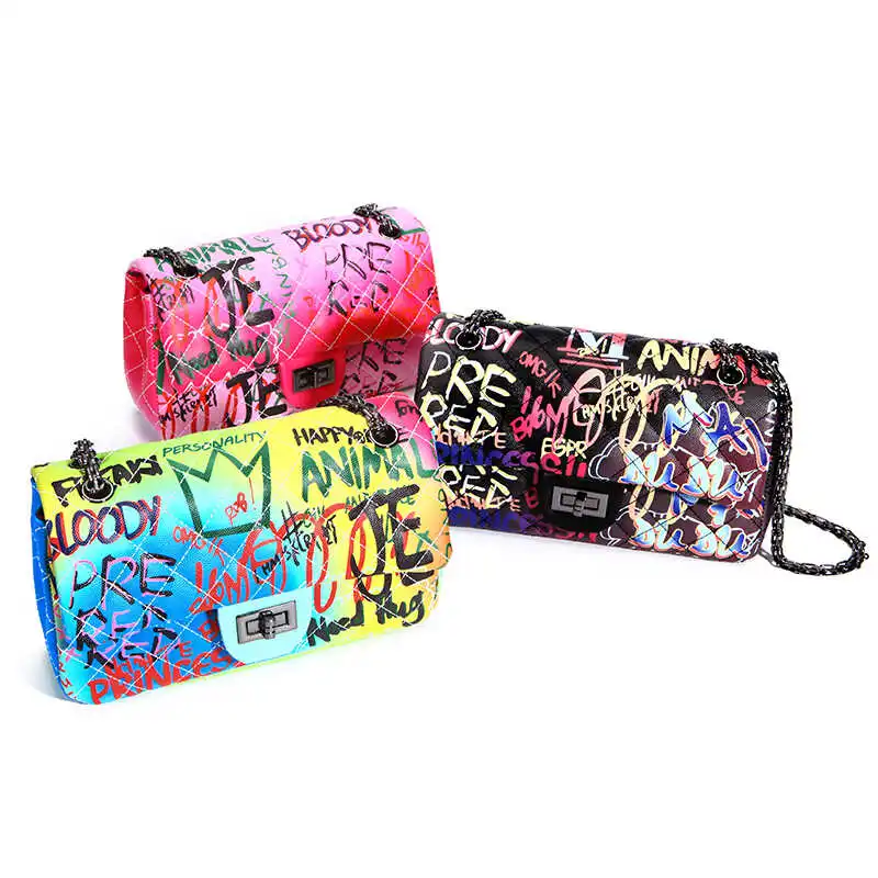 

fiti Chain oulder Bag Women's Pattern Crossbody Bag Modern Neutral Sle Medium Size PU Leather Handbag