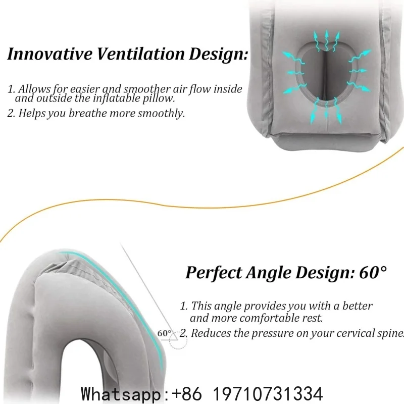 Airplane Train Inflatable Travel Neck Pillow PVC Flocked Cervical Support Pillow Portable Nap Pillow For Office Prone Sleeping
