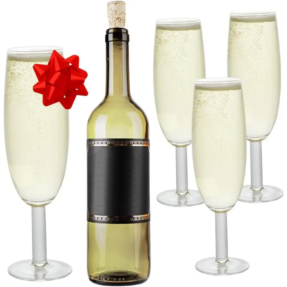 

Oversized XL Giant 25oz Champagne Flute (4 pk) - Holds a Full Bottle - Hand-Blown Glass - Jumbo Glassware for Parties & Gifts