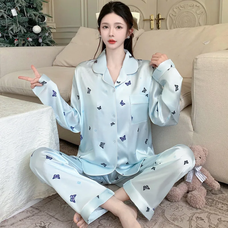 Style Elegant Colorful Butterflies Women's Pajamas Trendy Fashion Design Summer Short Housewear  New  Ladies Homewear 1