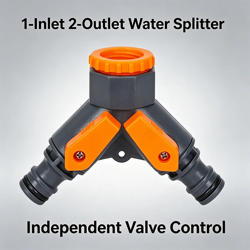 ZK Y‑Type 1‑Inlet 2‑Outlet Water Splitter,Independent Valve Quick Connector Coupler 3/4