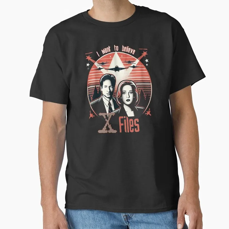 Trust No One Vintage Sci fi tv series The X Files Gift t shirt 1104 Retro Alien movie Graphic clothes All size tops S-6XL