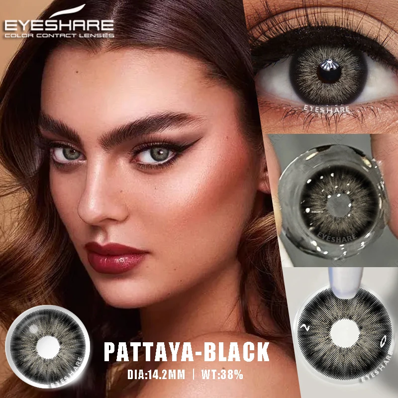 EYESHARE 1pair Color Contact Lenses for Eyes Black Lenses Cosmetic Big Eye Lenses Gray Pupils Lens Yearly Natural Eye Contacts