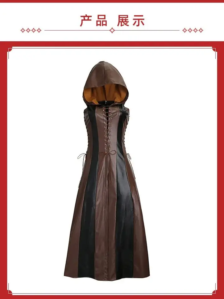 medieval leather dress Gothic Black Patent Leather Dress with Double Slits
