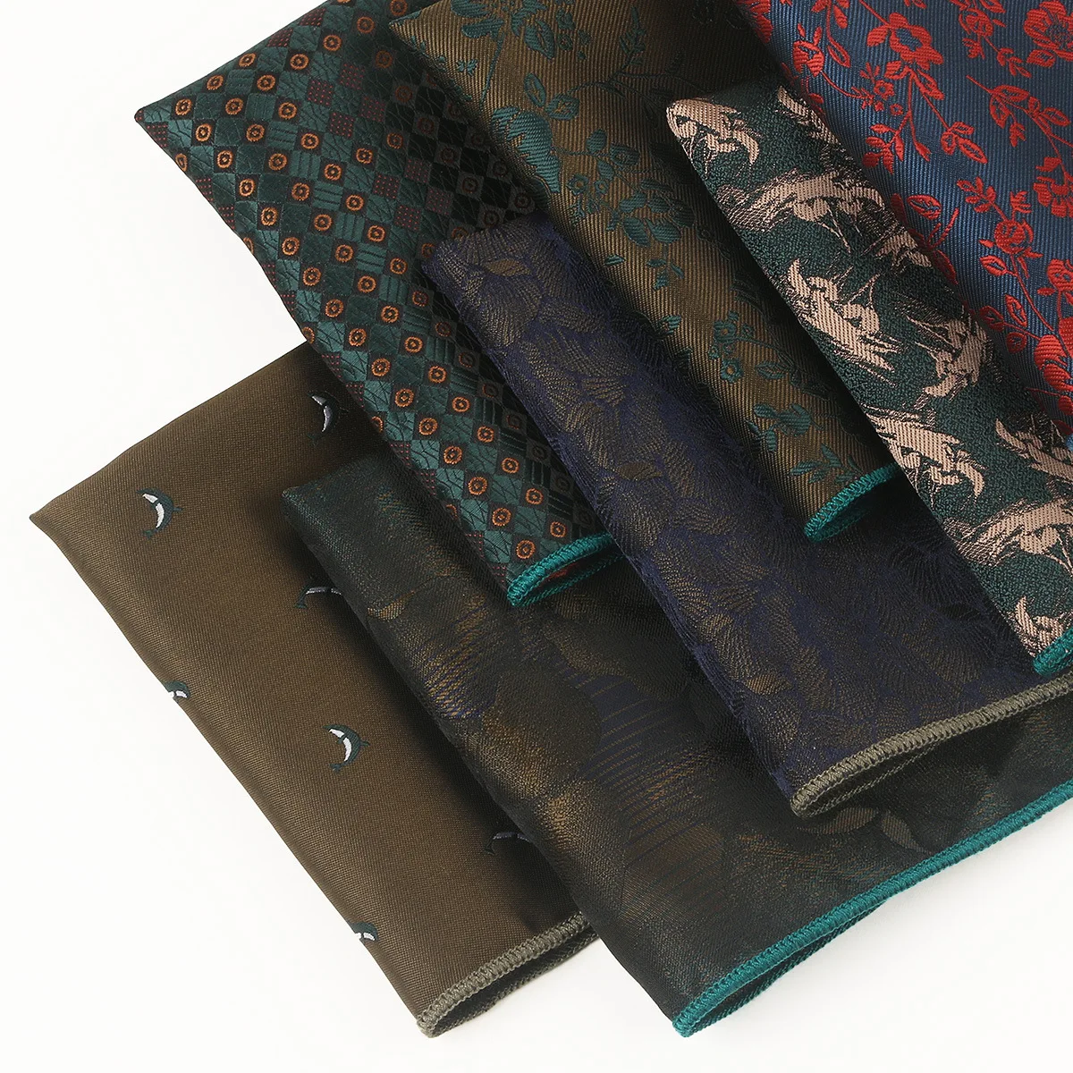 Traje para hombre, bufanda cuadrada pequeña, moda de poliéster, accesorios de boda, patrón de bordado Retro, toalla de bolsillo, ropa