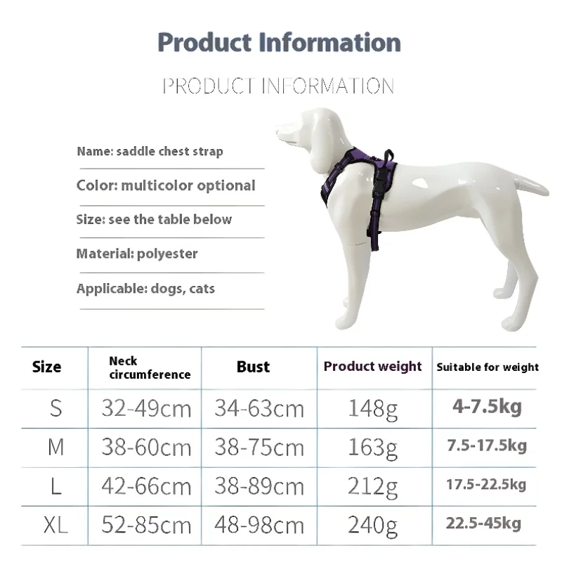 Pettorina per cani pettorina riflettente regolabile e traspirante per cani di taglia piccola e media pettorina per gatti pettorina per cani