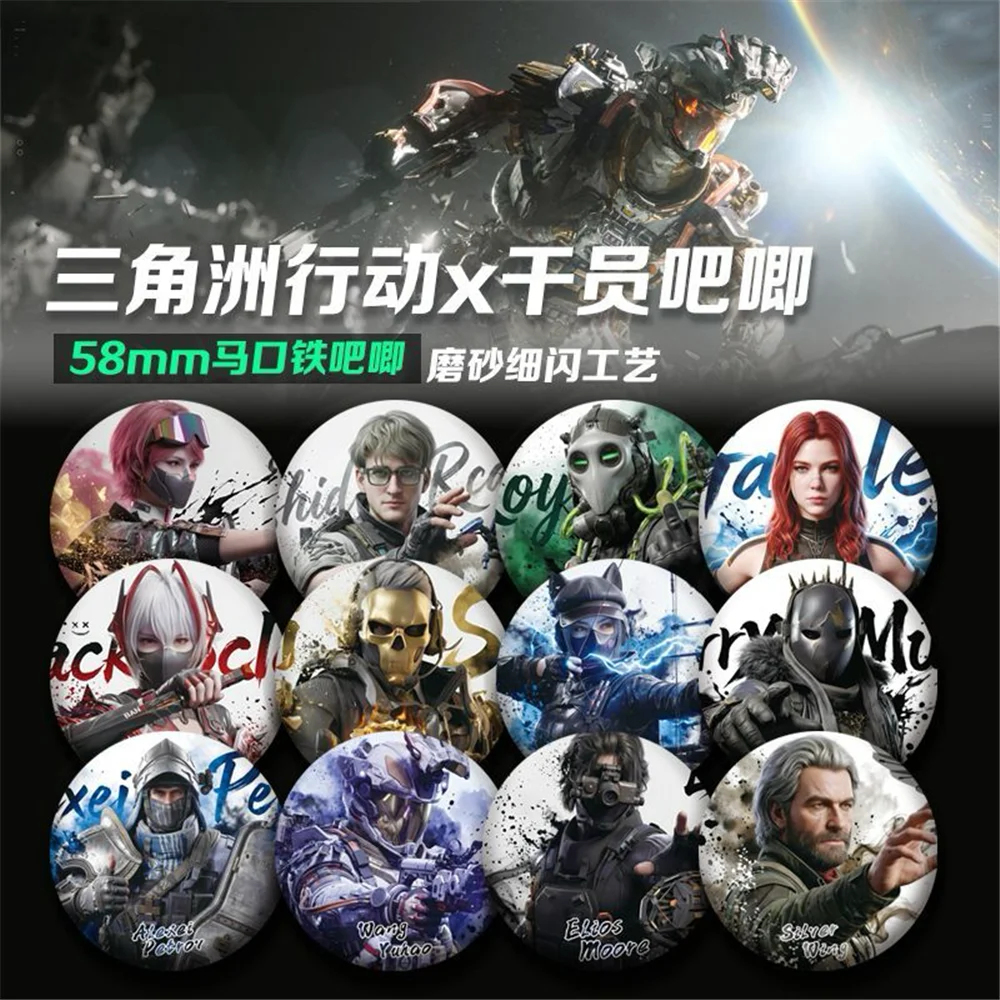 58mm Game Delta Force Wang Yuhao Roy smee Kai Silva Cosplay COSTUME Badge Pin SPTE Tinplate Brooch﻿ Halloween Prop Xmas Gilf