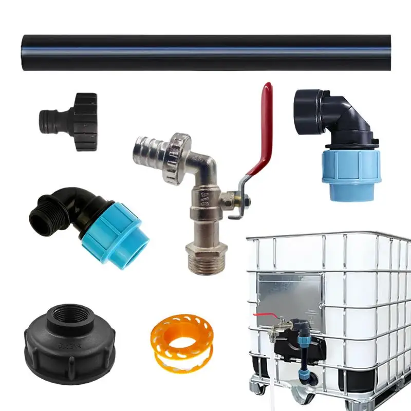 

Tote Tank Adapter Tote Water Hose Adapter Zinc Alloy Faucet With Extension Tube Leakproof Faucet Valve Garden Tube Bib For